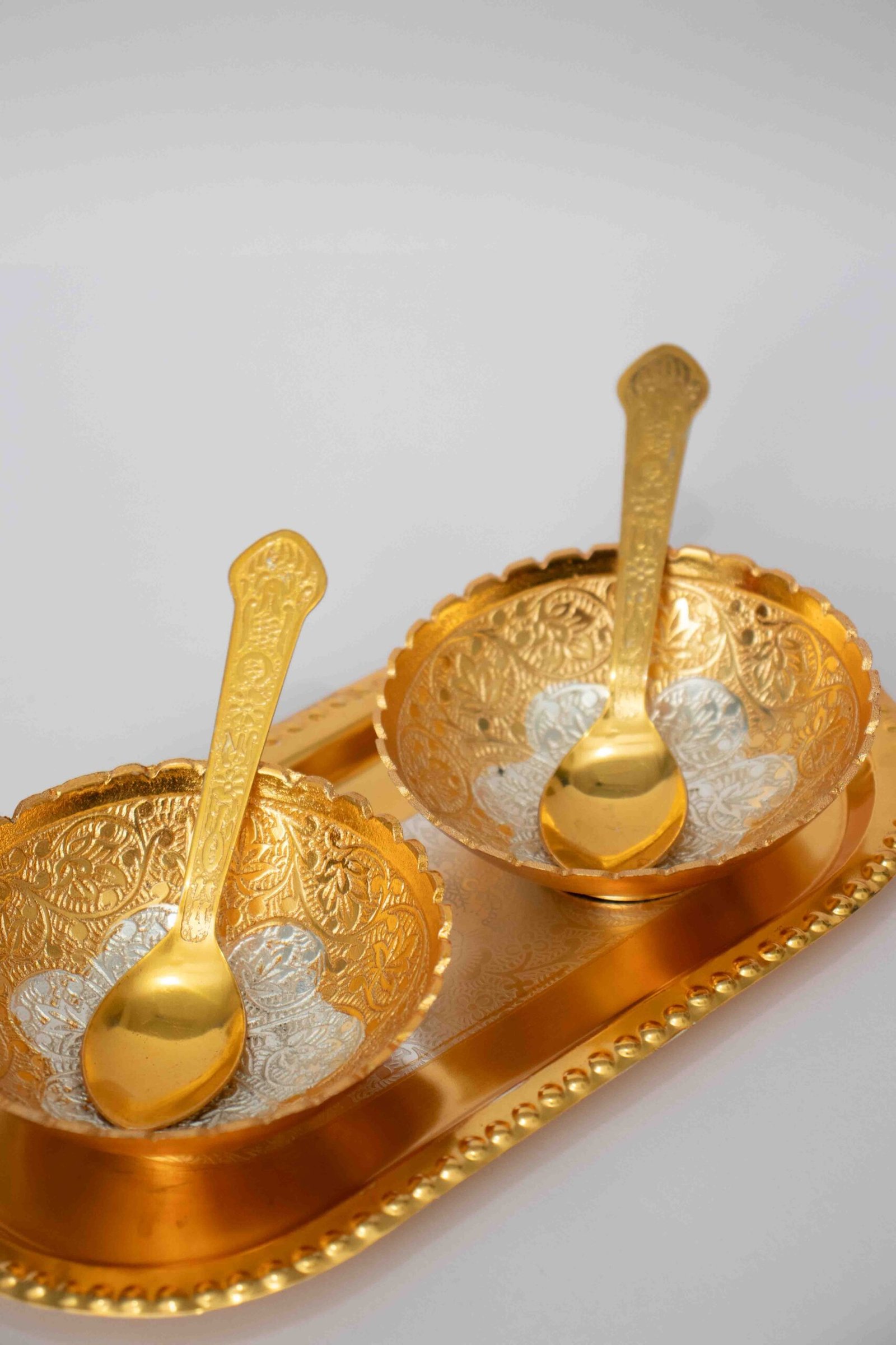 German Silver Bowl Set: 2 Bowls, 2 Spoons, Tray in Velvet Gift Box - Image 3