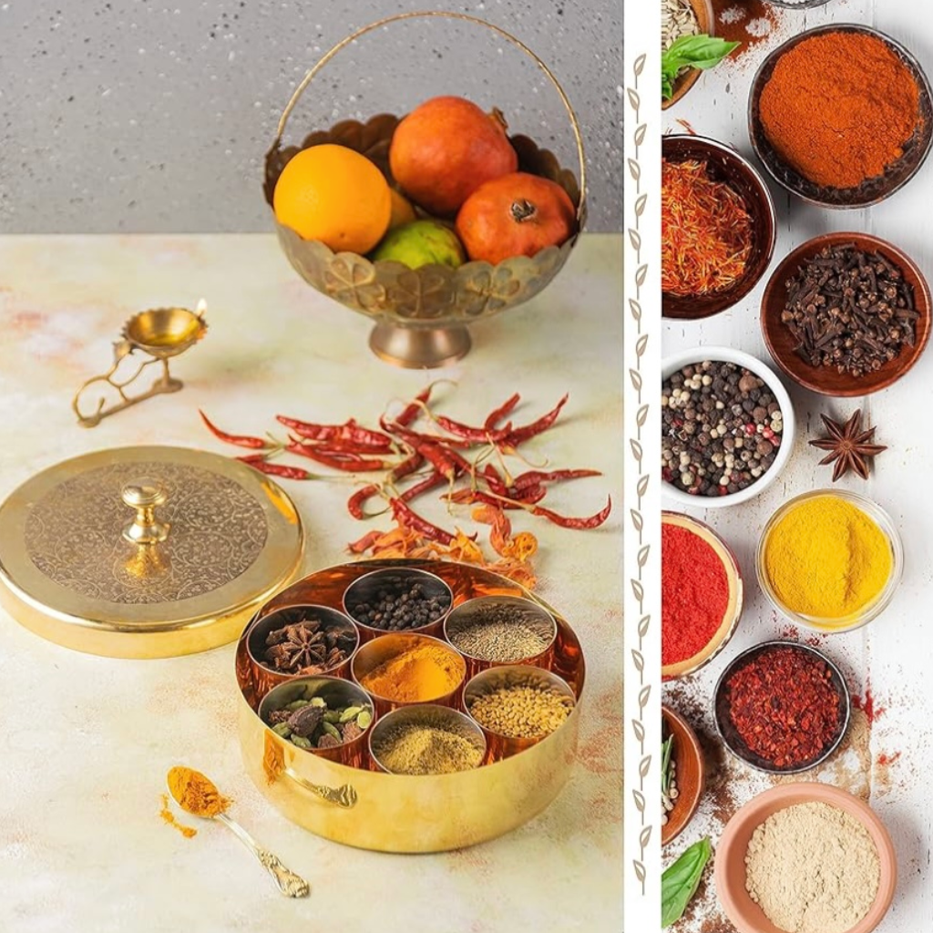 Brass Masala Dabba: Handcrafted Indian Spice Box with 7 Containers - Image 2