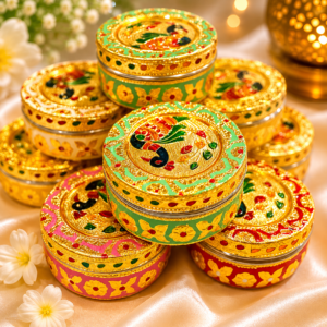 Handcrafted Meenakari Steel box/dabba, Decorative Steel Container for return favors/laddoos