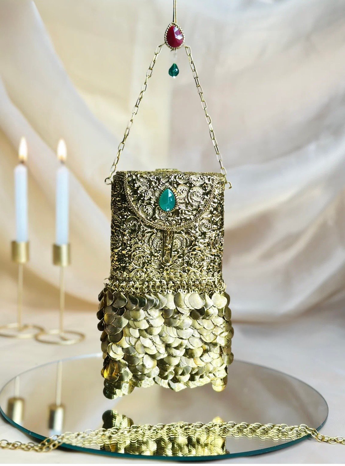 Handmade Brass Mobile Phone Clutch | Wearable Saree Bag, Tuck-In Clutch - Image 3