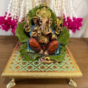Handmade Golden Meenakari Decorative Pooja Chowki/Bajot