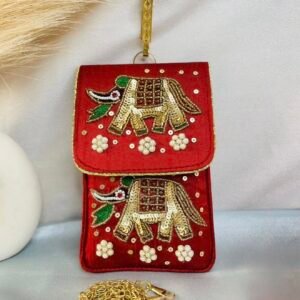 Zari Handwork Silk Mobile Crossbody Bag: Indian Accessory