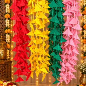 Set of 5 -Triangle Wall Hangings for Decoration, 4 ft Diwali backdrop