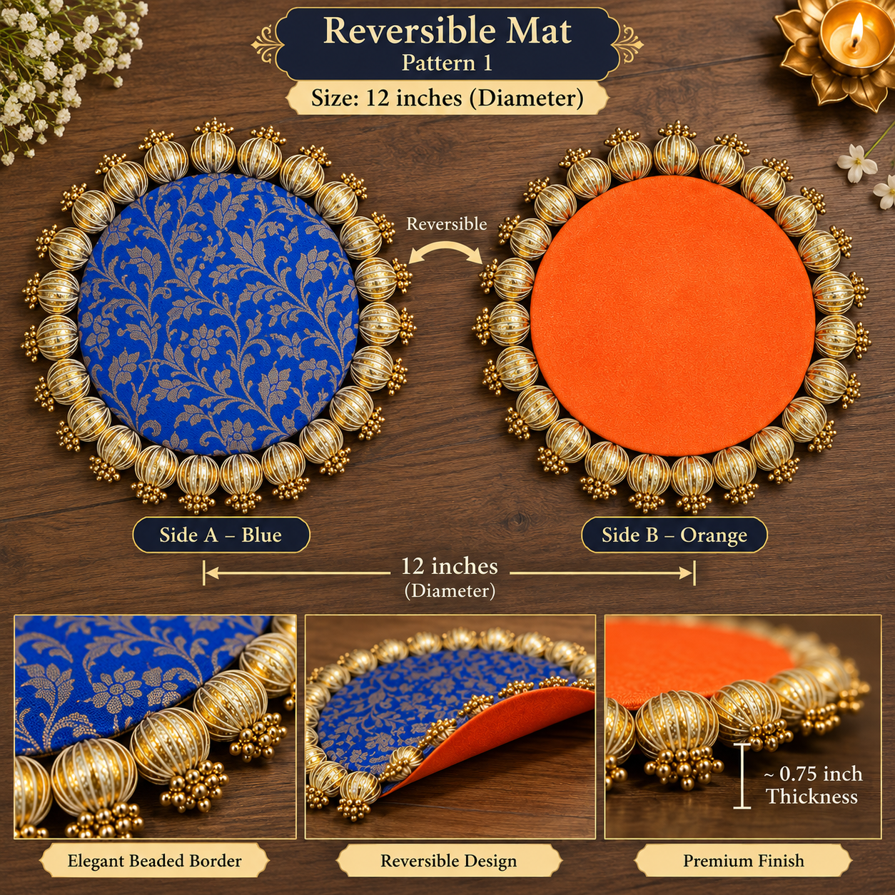 Reversible Mats (12 inch) for home decor - Image 2