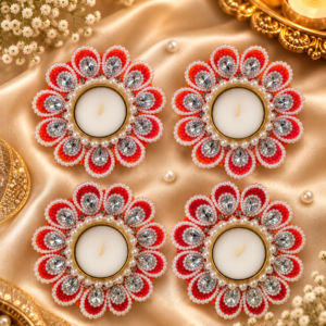 Handcrafted Kundan and Pearl Tealight Candle Holders