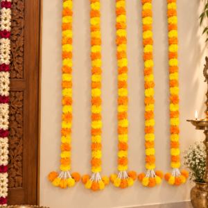 Set of 5 - Marigold flower hanging : Indian Festive Decor