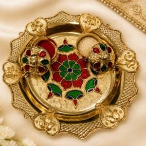 Haldi Kumkum Roli Chawal Platter with Meenakari Work, Pooja Return Favors