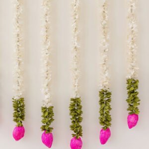 Set of 5 - Artificial Lotus Mogra Bud Hanging Strings - Diwali Festive Decor