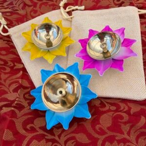 Lotus Design Multicolor Brass Diya for gifting/return favors