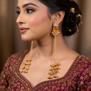 Kashmiri Ghungroo Jhumkas, Festive Gold Plated Metal Earrings, Lightweight Statement Jewelry